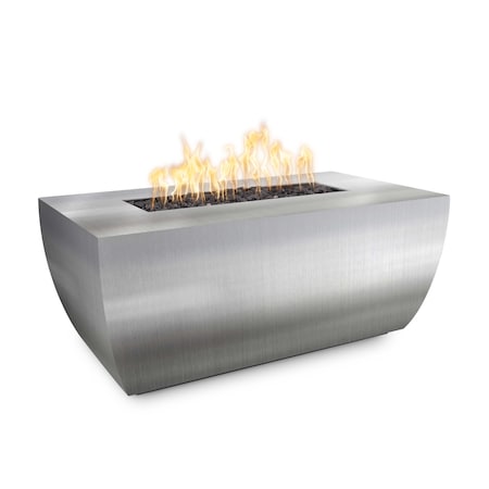 The Outdoor Plus 60 Rectangular Avalon Fire Pit - Stainless Steel - Match Lit with Flame Sense - Liquid Propane OPT-AVLSS6024FSML-LP